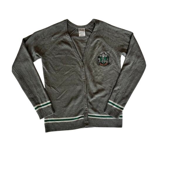 Harry Potter Grey Slytherin Cardigan Sweater (Size L) - Picture 1 of 13